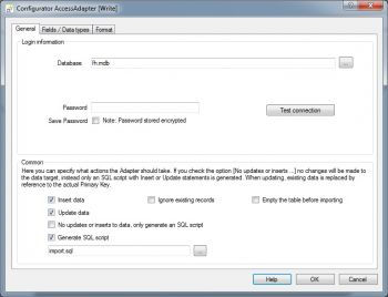 MS Access CSV import properties