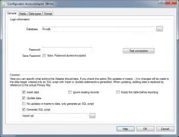 MS Access CSV import properties
