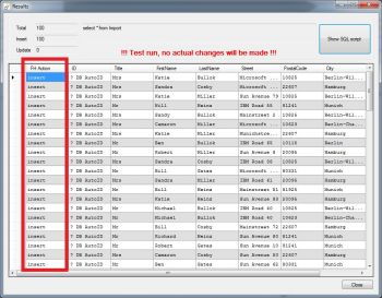 CSV import result