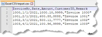 Simple CSV text file