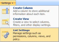 Sharepoint List Settings