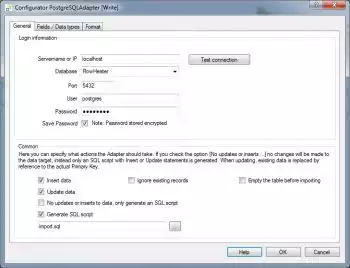 PostgreSQL databse connection properties