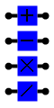 Heater: Addition, Subtraktion, Muiplikation, Division