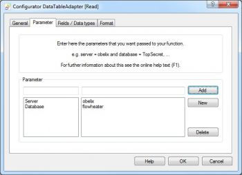 Adapter .NET DataTable, parameter tab