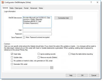 OleDB Adapter - database properties