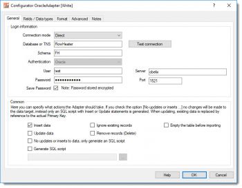 Oracle Adapter - database connection properties