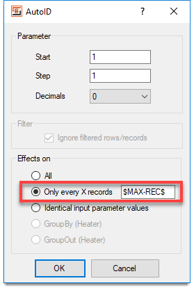 Increment only every X records