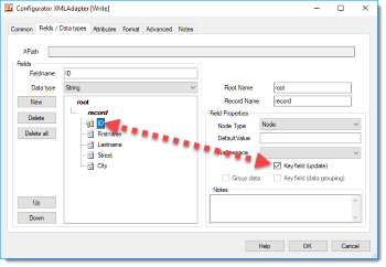 XML Insert/Update - key fields